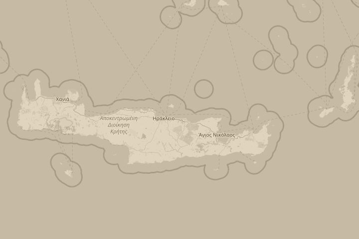 Map of the area around Crete, Kato-Gouves, centred on the reported position
