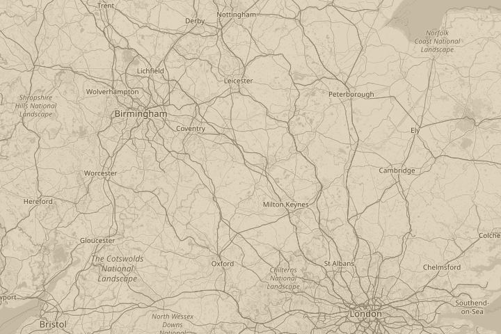 Map of the area around Nether Heyford Northants, centred on the reported position