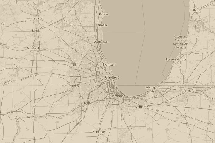 Map of the area around Chicago, IL, centred on the reported position