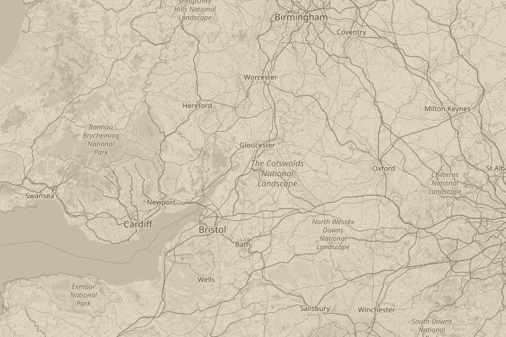 Map of the area around above  Stonehouse,Glos, centred on the reported position