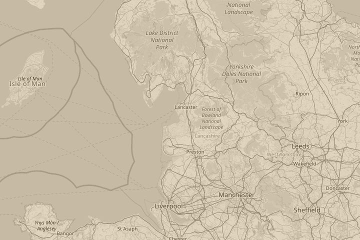 Map of the area around Lancaster, centred on the reported position