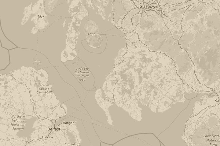 Map of the area around glen etive, centred on the reported position