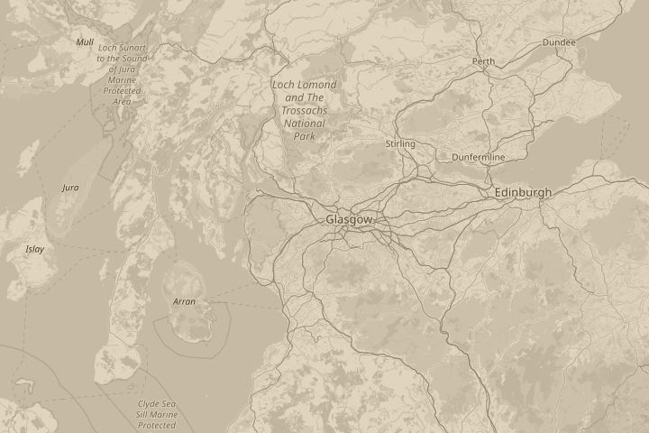 Map of the area around Renfrew, Scotland, centred on the reported position