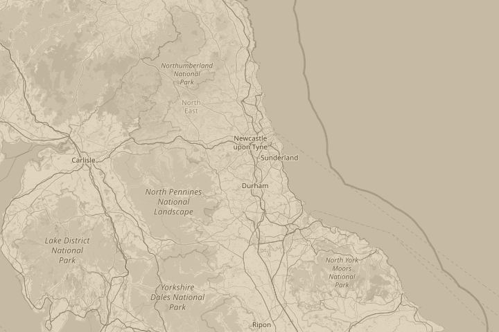 Map of the area around NORTH DURHAM, centred on the reported position