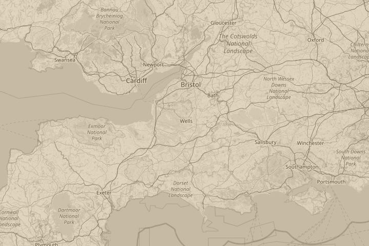 Map of the area around Wells, Somerset, centred on the reported position