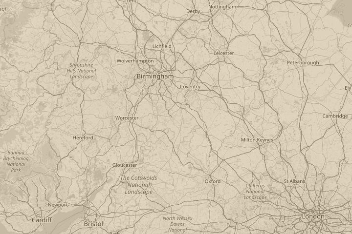Map of the area around leamington spa and stratford u, centred on the reported position