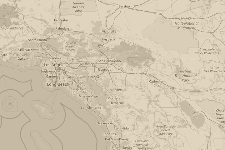 Map of the area around Moreno VAlley, centred on the reported position