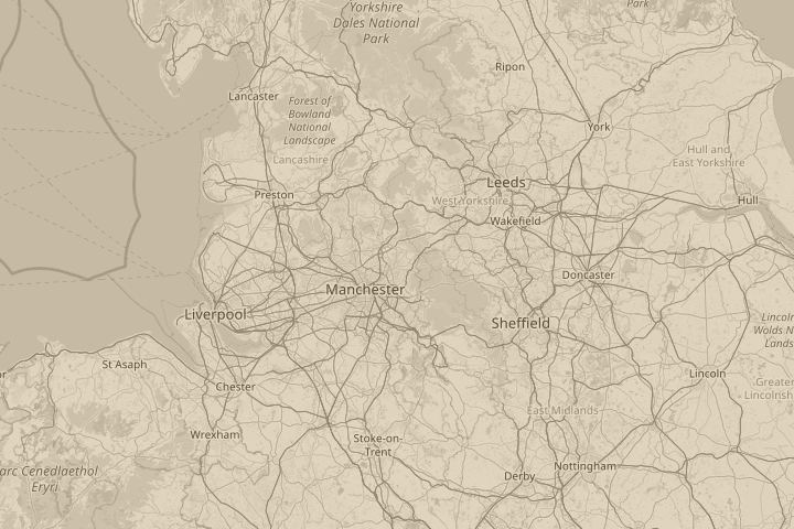 Map of the area around oldham england, centred on the reported position