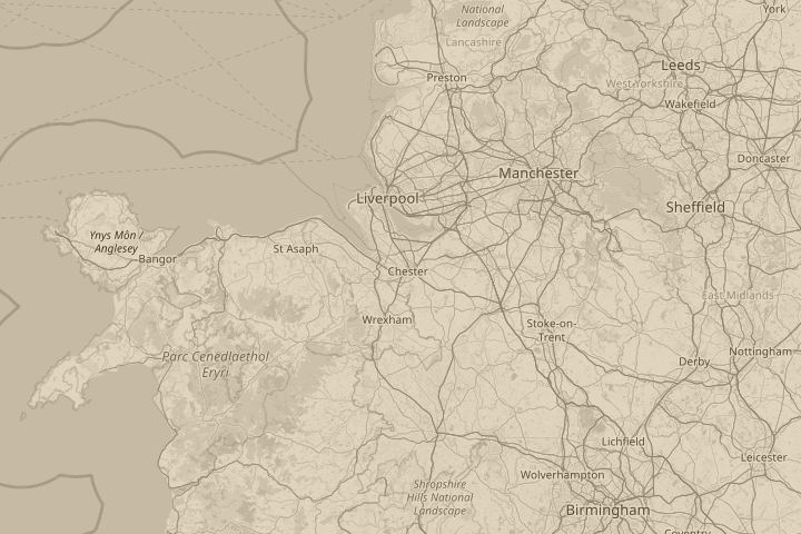 Map of the area around Chester, Cheshire, centred on the reported position