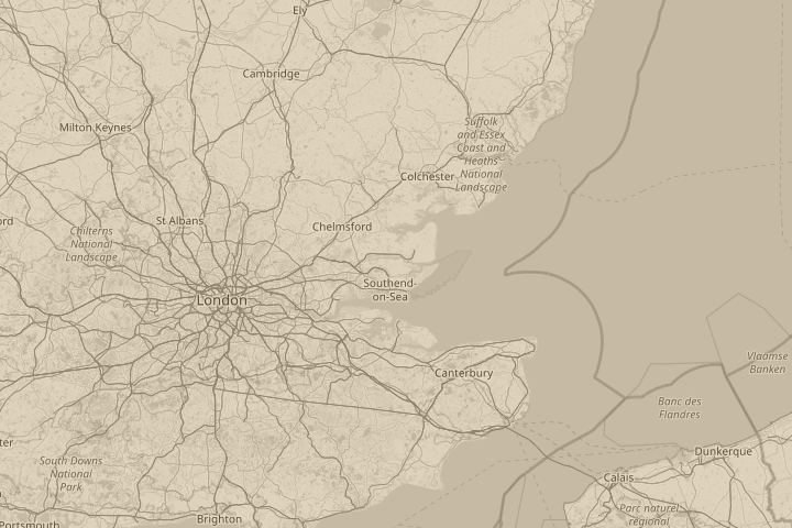 Map of the area around Canewdon (Rochford) UK, centred on the reported position
