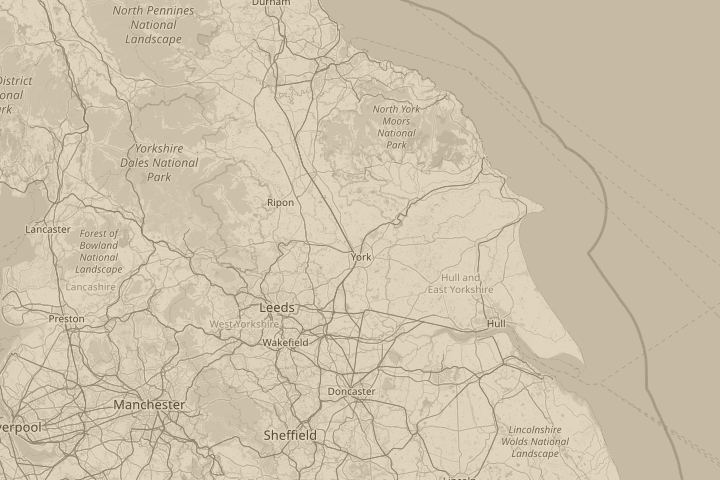 Map of the area around York North Yorkshire, centred on the reported position