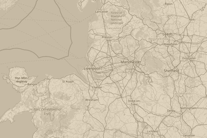 Map of the area around Widnes/St. Helens, centred on the reported position