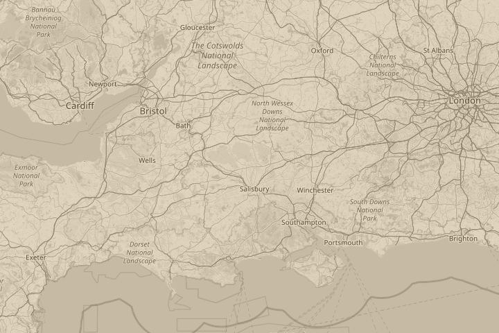 Map of the area around stonehenge, centred on the reported position