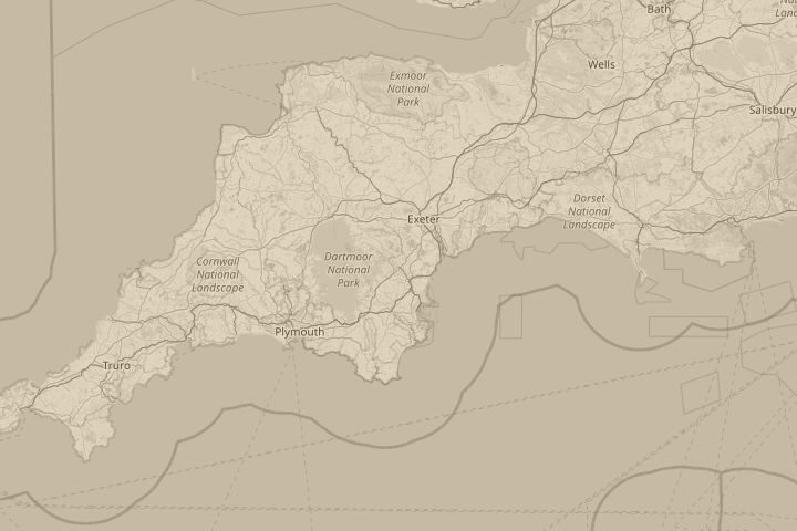 Map of the area around the sighting, centred on the reported position
