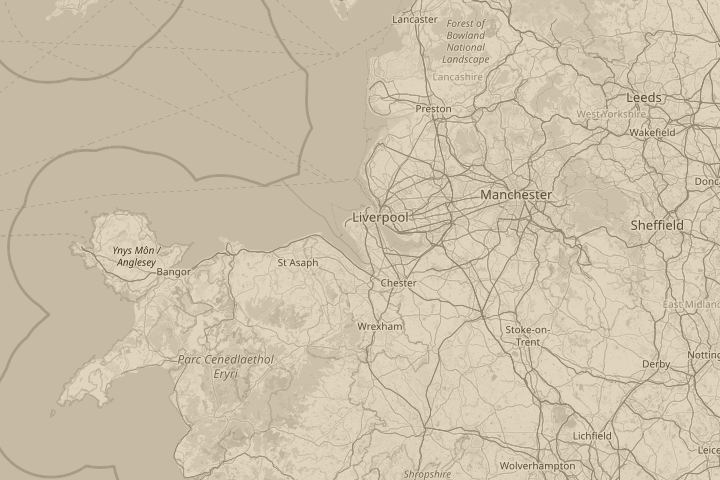 Map of the area around wirral, merseyside, centred on the reported position