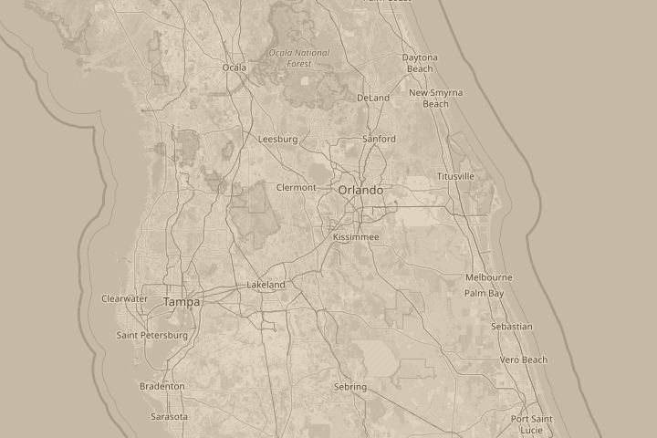 Map of the area around Epcot, Disney World, Orlando, centred on the reported position