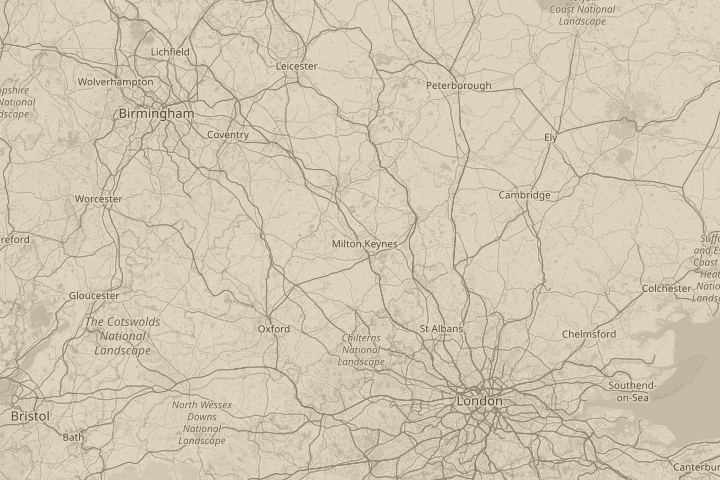 Map of the area around milton keynes, centred on the reported position