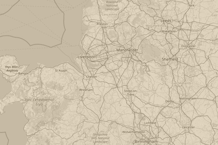 Map of the area around cheshire, centred on the reported position