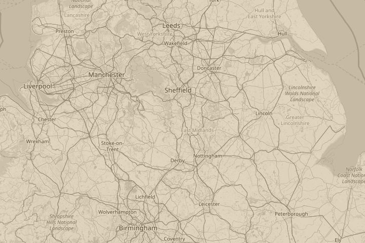 Map of the area around Tupton/Clay Cross, Derbyshire, centred on the reported position