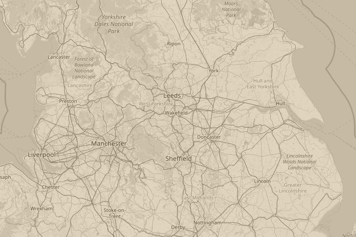 Map of the area around Wakefield, West Yorkshire, centred on the reported position