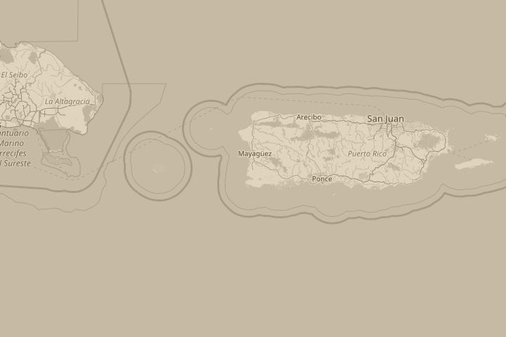 Map of the area around Skies over Cabo Rojo, PR, centred on the reported position