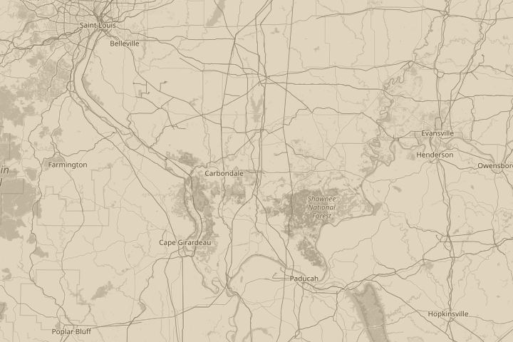 Map of the area around Marion,Illinois, centred on the reported position