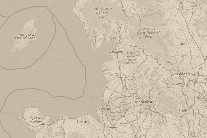 Map of the area around Blackpool England, centred on the reported position