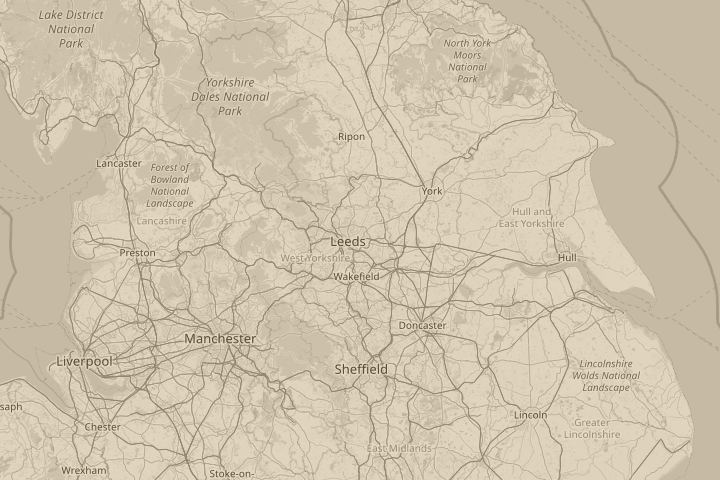 Map of the area around leeds, centred on the reported position