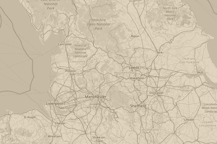 Map of the area around Hebden Bridge, England, centred on the reported position
