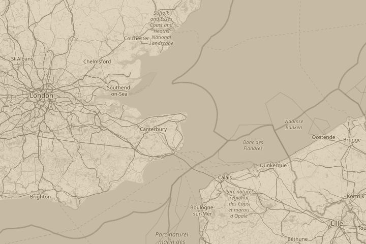 Map of the area around overhead Ramsgate Beach Englan, centred on the reported position