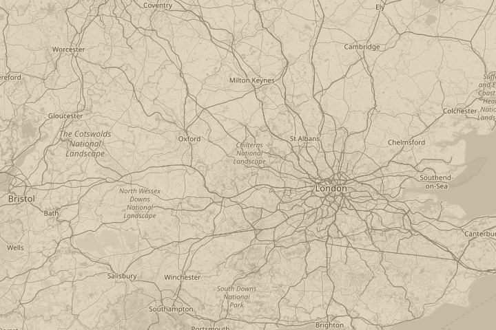Map of the area around In the sky, centred on the reported position