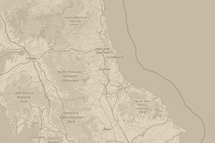 Map of the area around Over A1 motorway, prior A690, centred on the reported position
