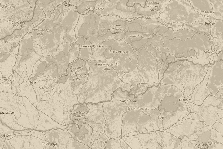 Map of the area around Polichno, Slovakia, centred on the reported position