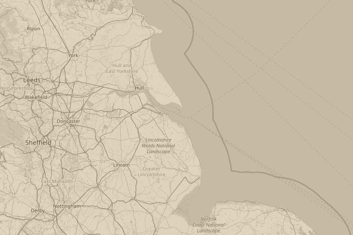 Map of the area around mouth of the River Humber ?, centred on the reported position