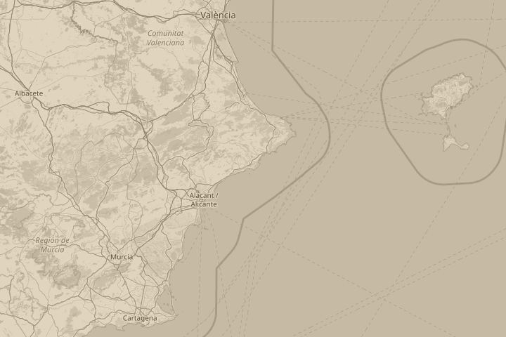 Map of the area around Benidorm, centred on the reported position