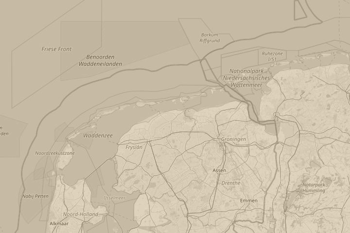 Map of the area around The Netherlands, centred on the reported position