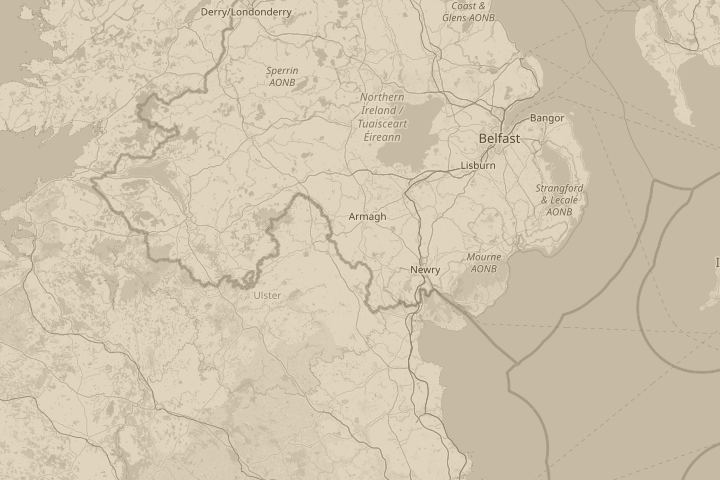 Map of the area around northern ireland, centred on the reported position