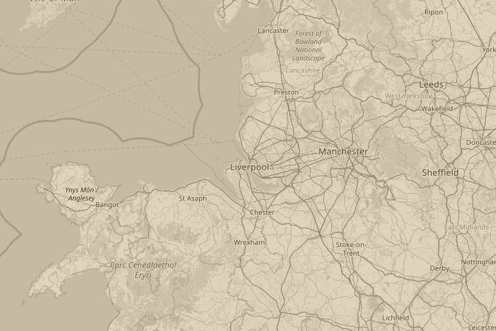 Map of the area around Liverpool, centred on the reported position