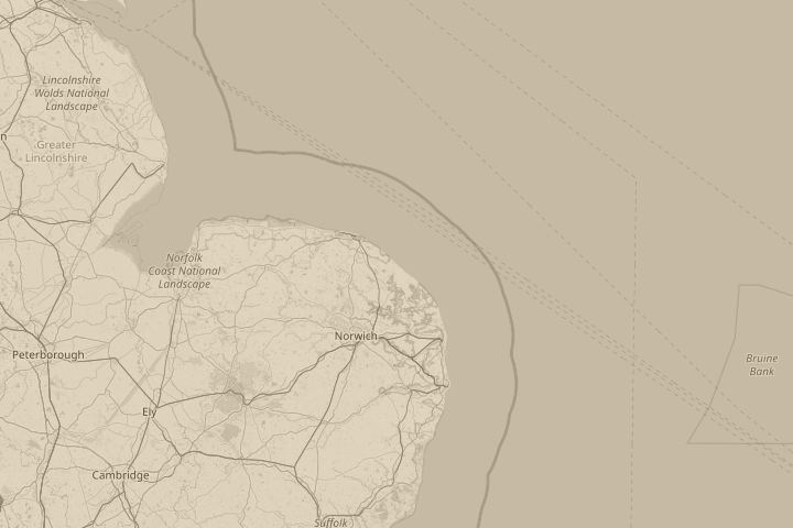 Map of the area around walcott norfolk, centred on the reported position
