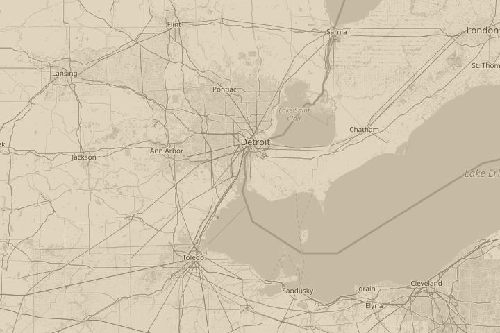 Map of the area around windsor ontario canada, centred on the reported position
