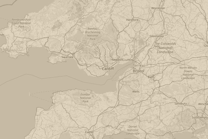Map of the area around cardiff, centred on the reported position