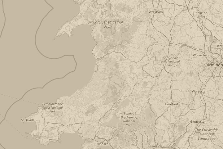 Map of the area around United Kingdom-Wales, centred on the reported position