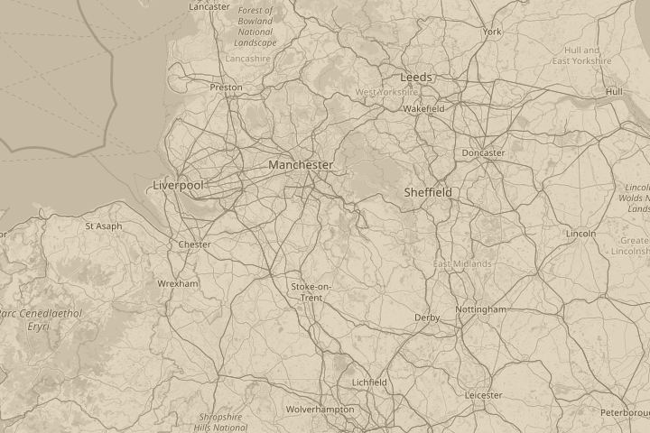 Map of the area around Over Kerridge hills, centred on the reported position