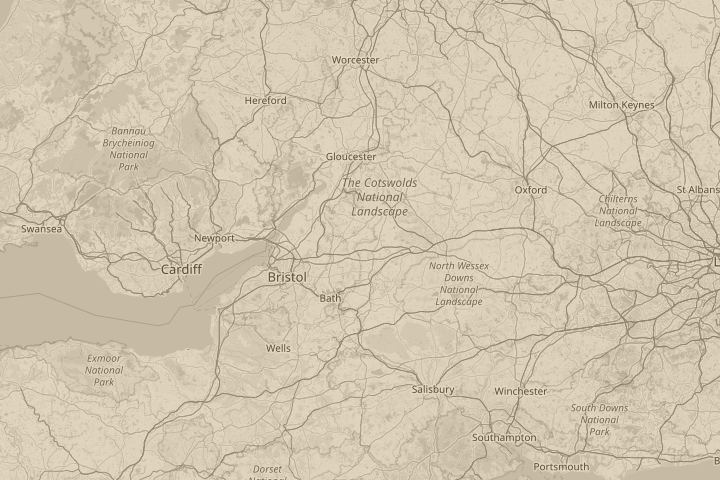 Map of the area around Tetbury, gloucestershire, centred on the reported position