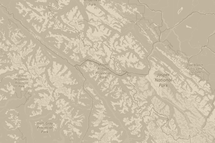 Map of the area around above kamloops, bc, centred on the reported position