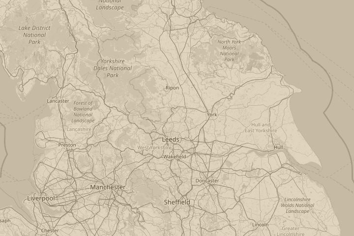 Map of the area around A1 Leeds, West Yorkshire, centred on the reported position