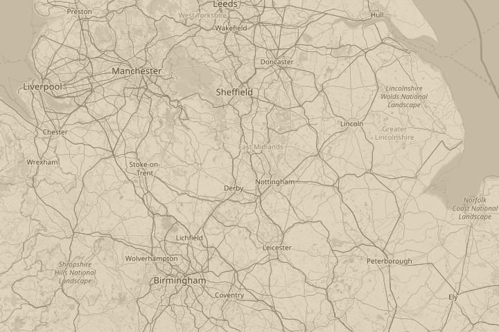 Map of the area around above tibshelf derbyshire, centred on the reported position