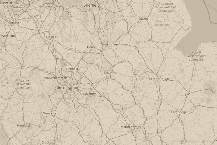 Map of the area around leamington spa, centred on the reported position