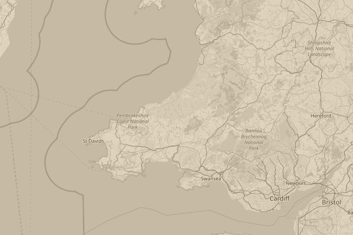 Map of the area around Pentrecwrt, centred on the reported position